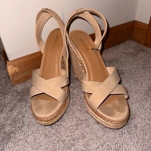 Soda Women's Beige Wedge Sandals